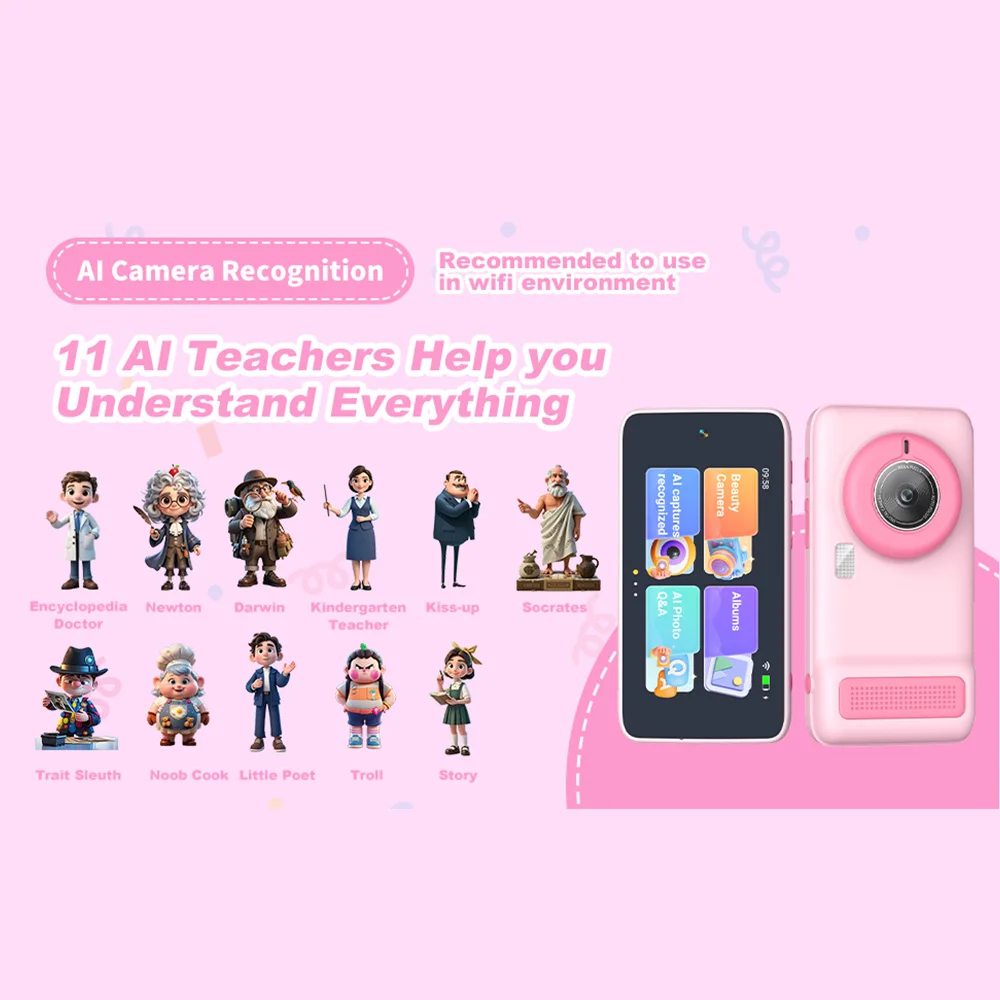 Velec Kids Smart AI Learning Camera Educational Toys with Photo Recognition Knowledge Encyclopedia For Age 3-12 Brithday Gifts