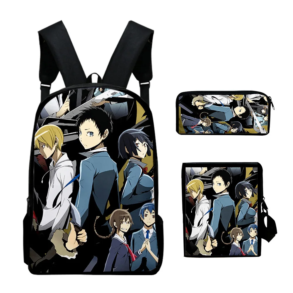 

Hip Hop Popular Cool durarara 3D Print 3pcs/Set pupil School Bags Laptop Daypack Backpack Inclined shoulder bag Pencil Case