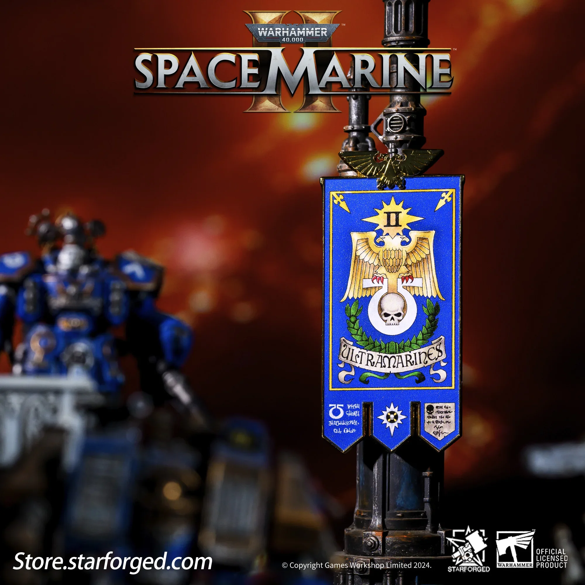 Starforged Warhammer 40K Ultramarines 2nd Chapter Banner Refrigerator Magnet Game Peripheral Decorative Magnetic Sticker