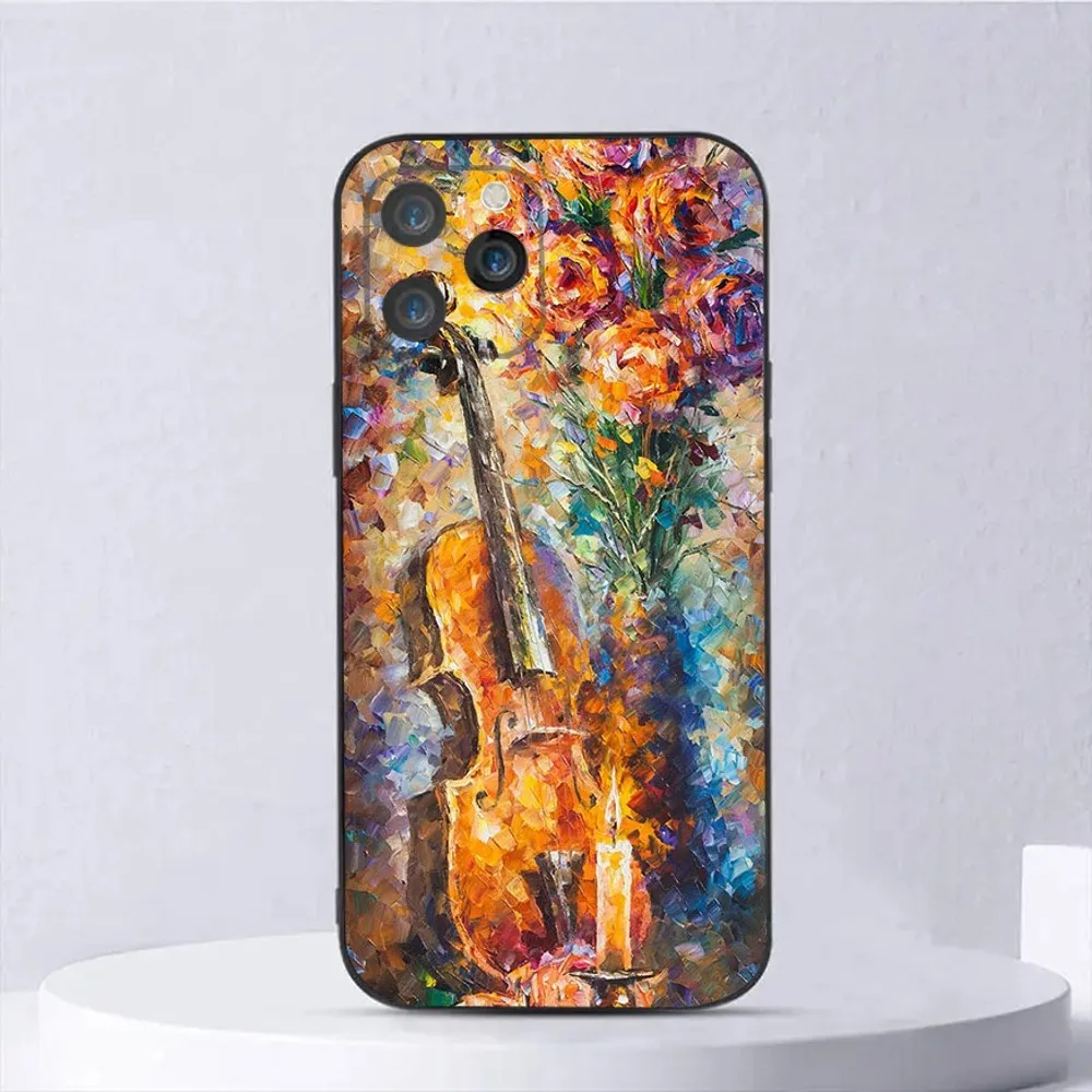 L-Leonid A-Afremov Oil Painting Phone Case For iPhone 15,14,13,12,11,Plus,Pro Max,XS,X,XR,SE,Mini,8,7 Soft Silicone Black Cover