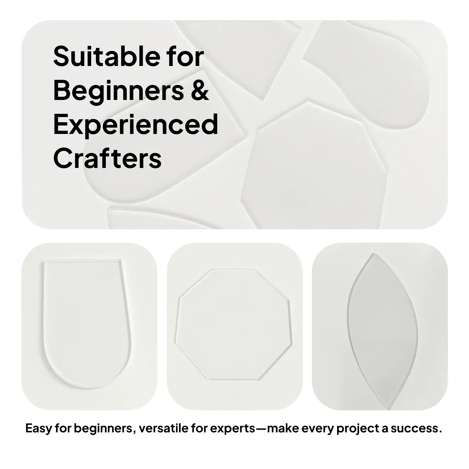 5 Pieces Quilting Template Rulers Acrylic Easy to Use Transparent Quilting Ruler