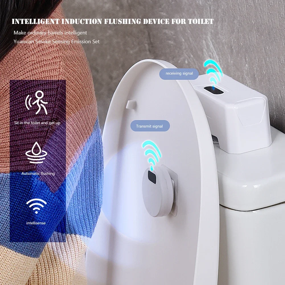 

Automatic Toilet Flush Button Induction Toilet Flusher External Infrared Flush Smart Home Kit Smart Toilet Flushing Sensor