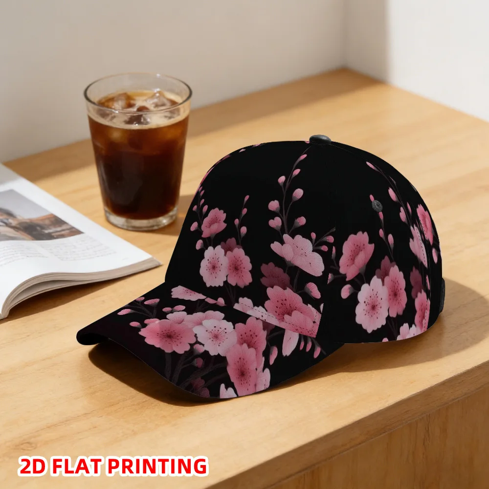 Baseball Cap Featuring a Spring Cherry Blossom Branch a Distinctive Street Style Design Adjustable Fit Stylish Patterns