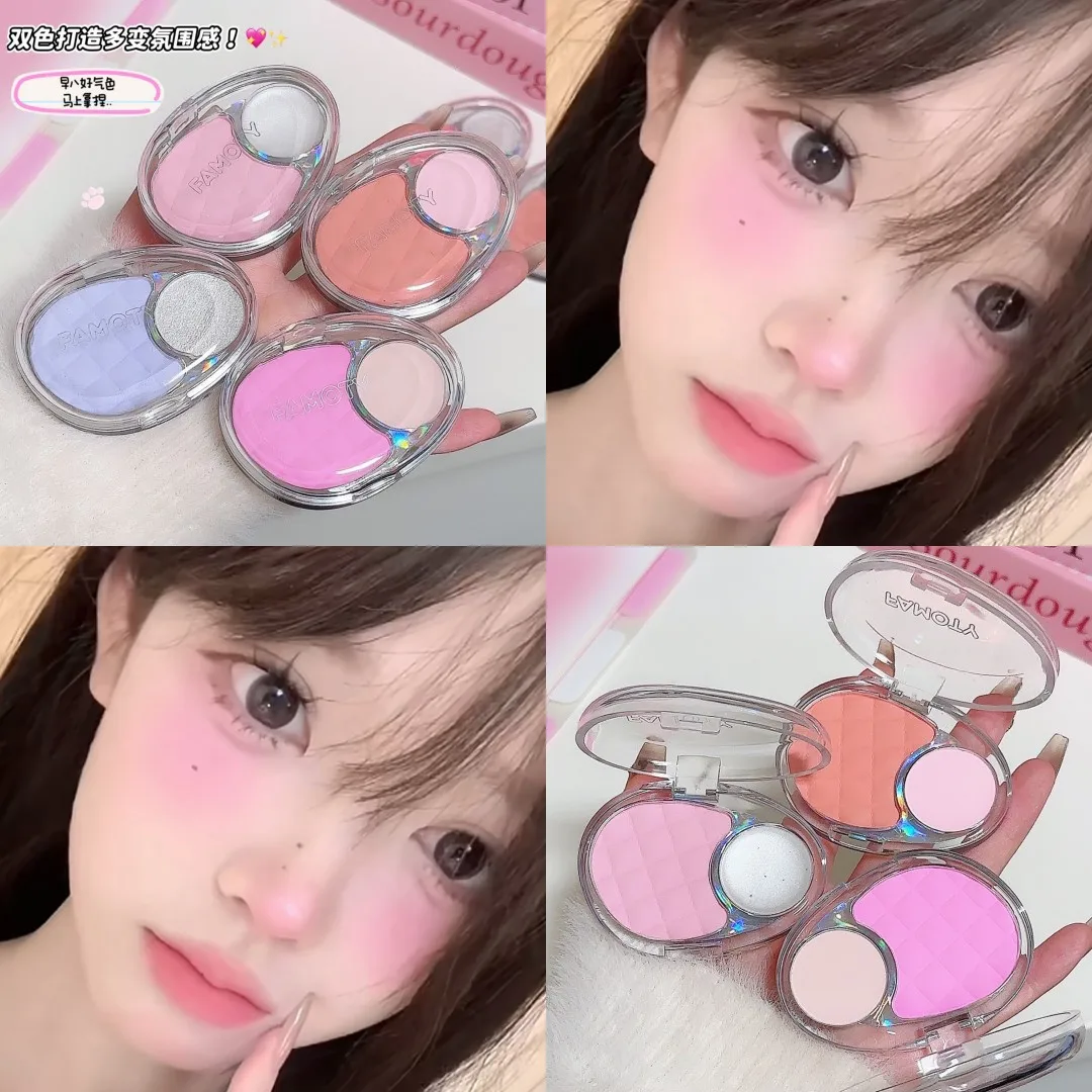 ツートーンブラッシャークリーム　鮮やかな赤ピンク　チーク＆リップマッド　縮小拡張グレーローズカラー　ナチュラルヌードブラウンメイクアップ　マットルージュ