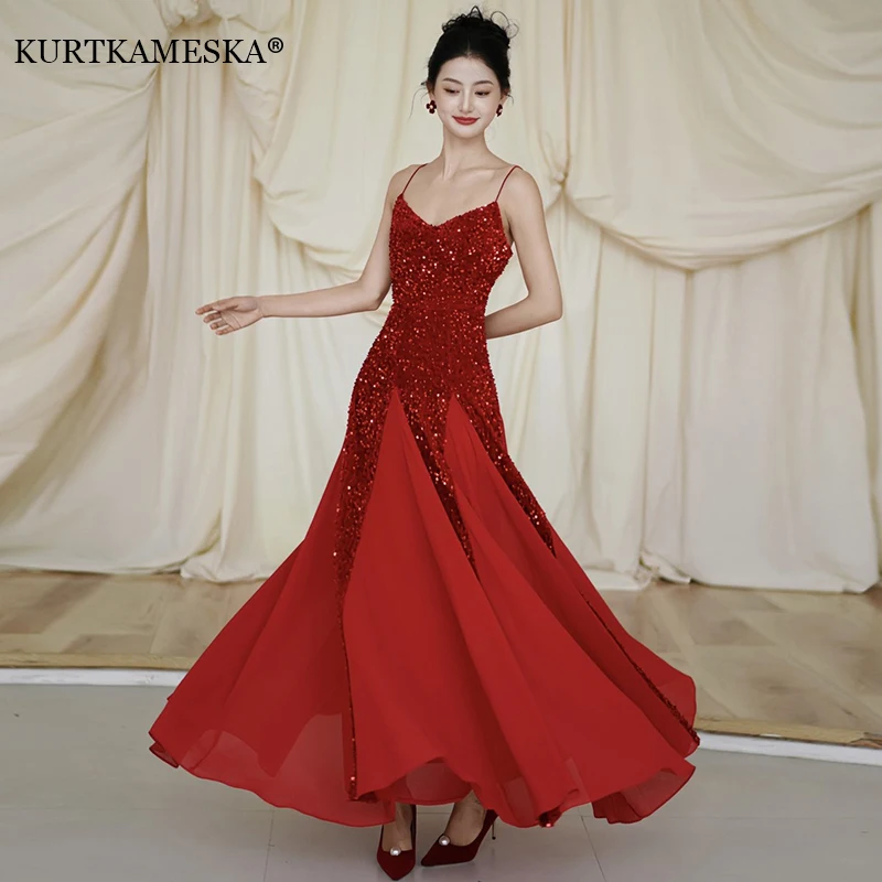 

Elegant Spaghetti Strap Evening Guest Prom Long Party Dresses for Women Sexy V Neck Backless Summer Wedding Sparkling Maxi Dress