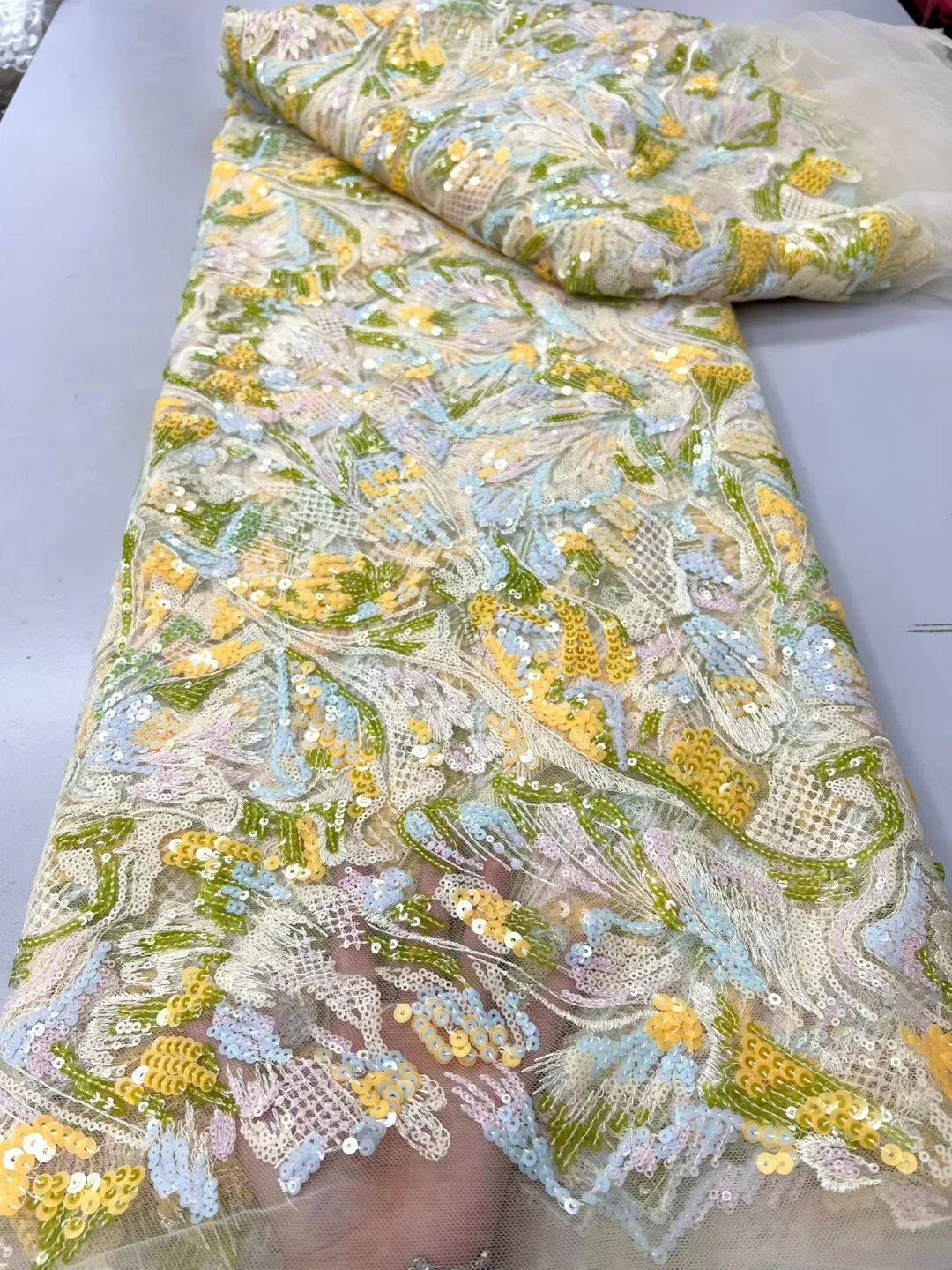 

Nigerian Sequins Lace Fabric 2026 High Quality African Lace French Tulle Sequin Embroidery Lace Fabrics For Party Dress