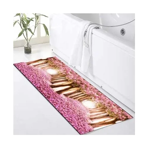 Else Kadser Pink Love Way Patterned Shower Bathtub Fronting Bath Mat