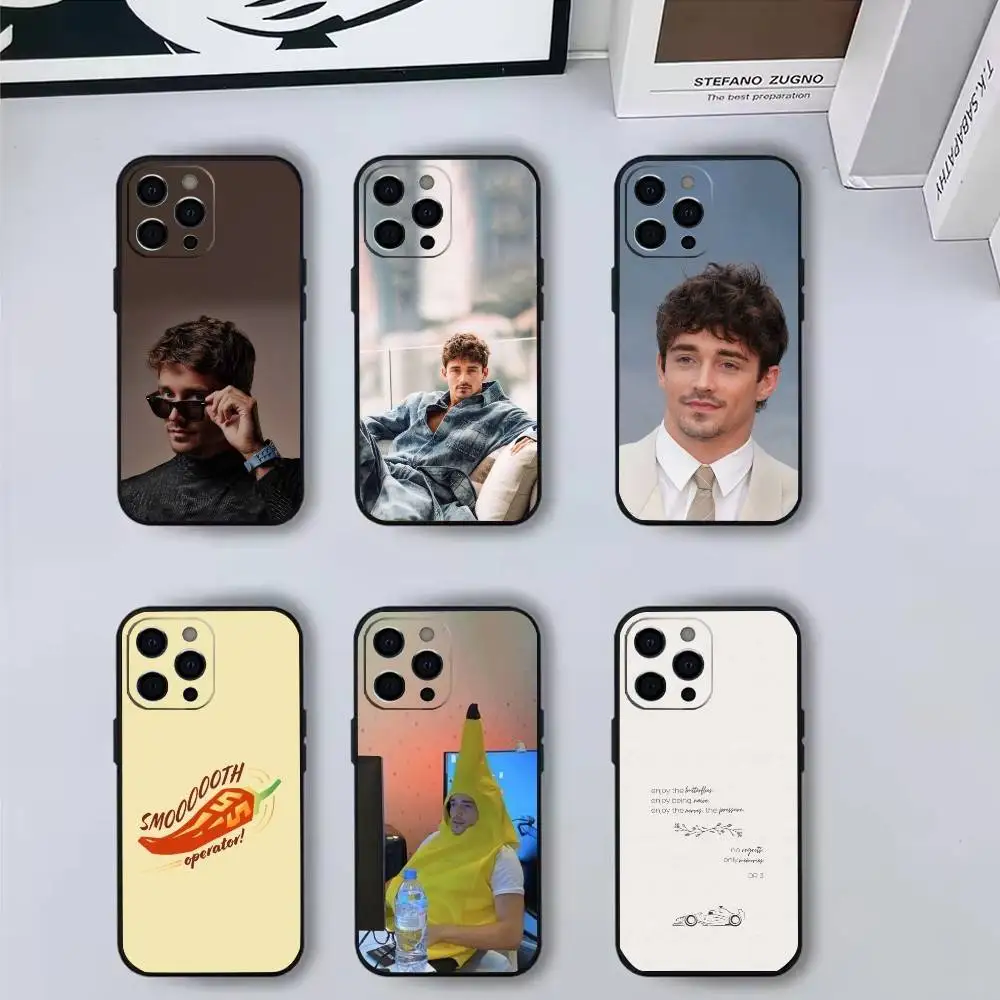 

Racing Driver C-Charles Leclerc Phone Case For iPhone17,16,15,14,13,12,11 Plus,Pro Max Soft Black Cover
