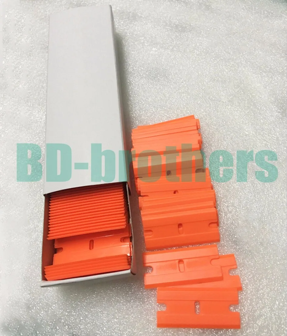 Wolesale Orange Plastic Razor Scraper Blades Double Edged Plastic Razor Blades Squeegee 2000pcs/lot