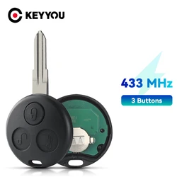 KEYYOU 3 Buttons Remote Control Key 433Mhz For Mercedes Benz Fortwo 450 Forfour Roadster City Coupe Smart 2000-2005