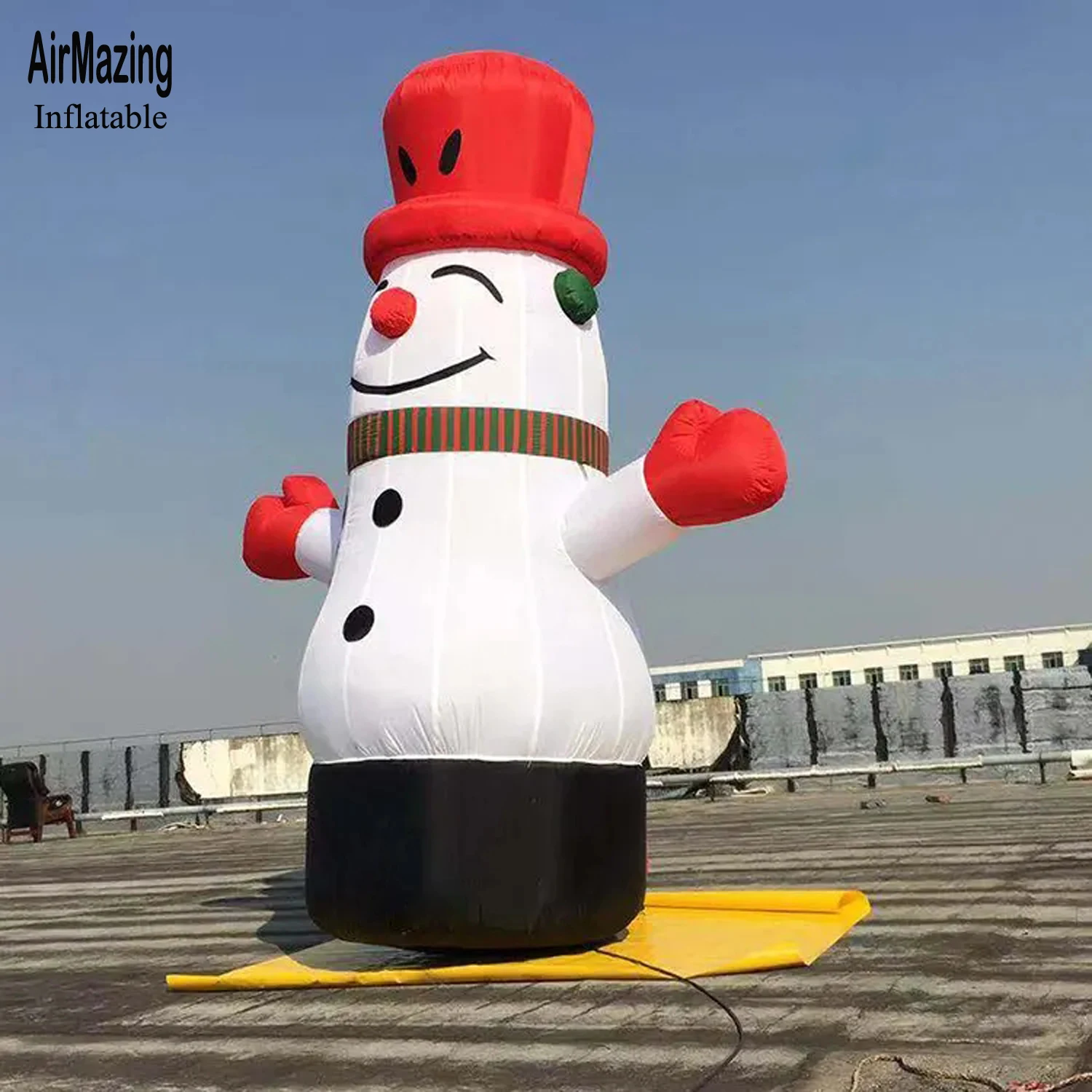 Pupazzo di neve gonfiabile di natale gigante illuminato da 20 piedi con ventilatore per la decorazione dell'iarda di natale all'aperto giardino prato festa di natale esplosione