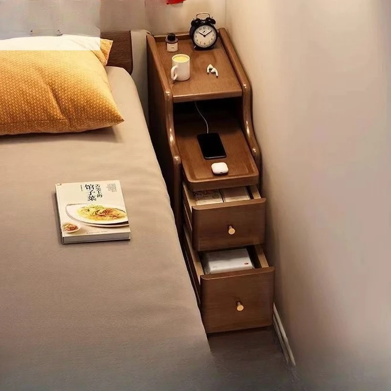 Solid wood small narrow bedroom ultra-narrow crevice storage cabinet rack