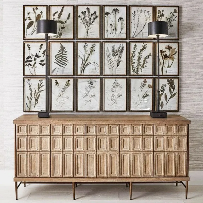 Retro solid wood porch cabinet living room wall locker storage cabinet