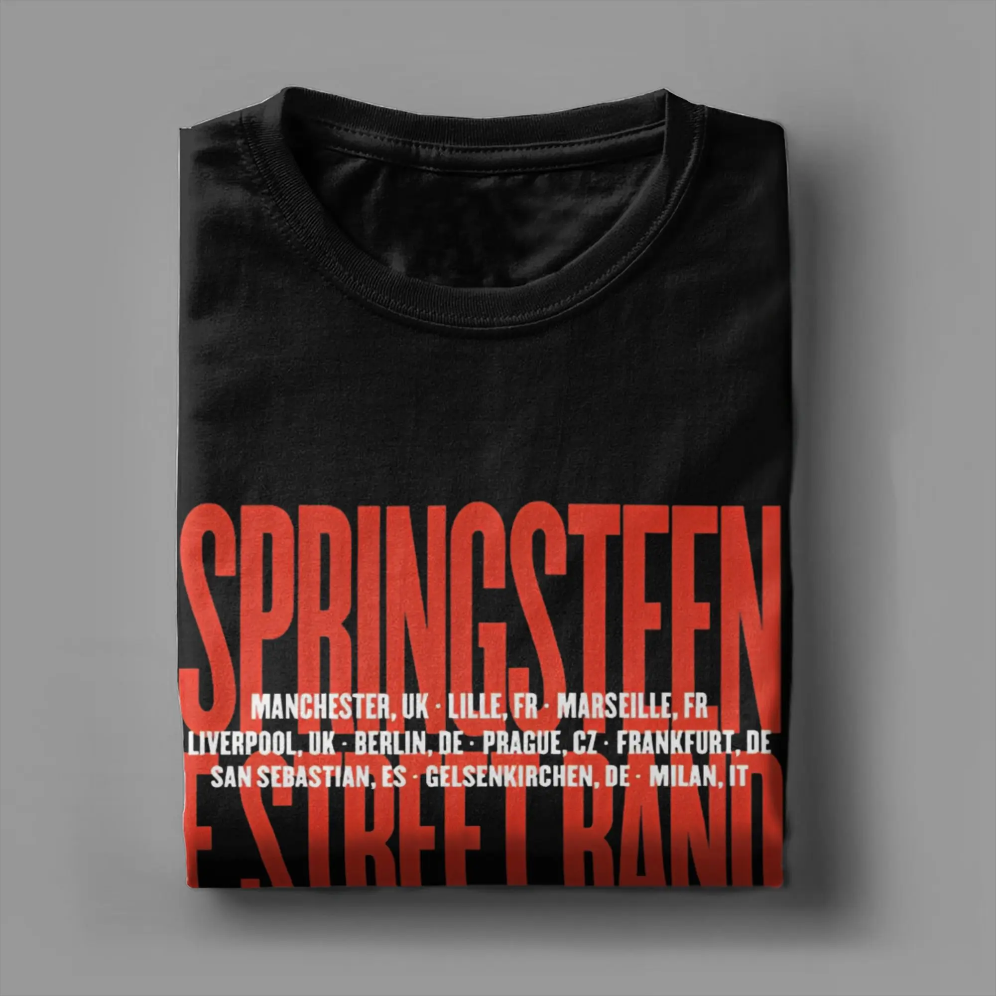 بروس سبرينغستين تور 2025 تي شيرت رجالي كريزي تي شيرت قصير الأكمام طاقم الرقبة تي شيرت 100% قطن جرافيك مطبوعة بلايز