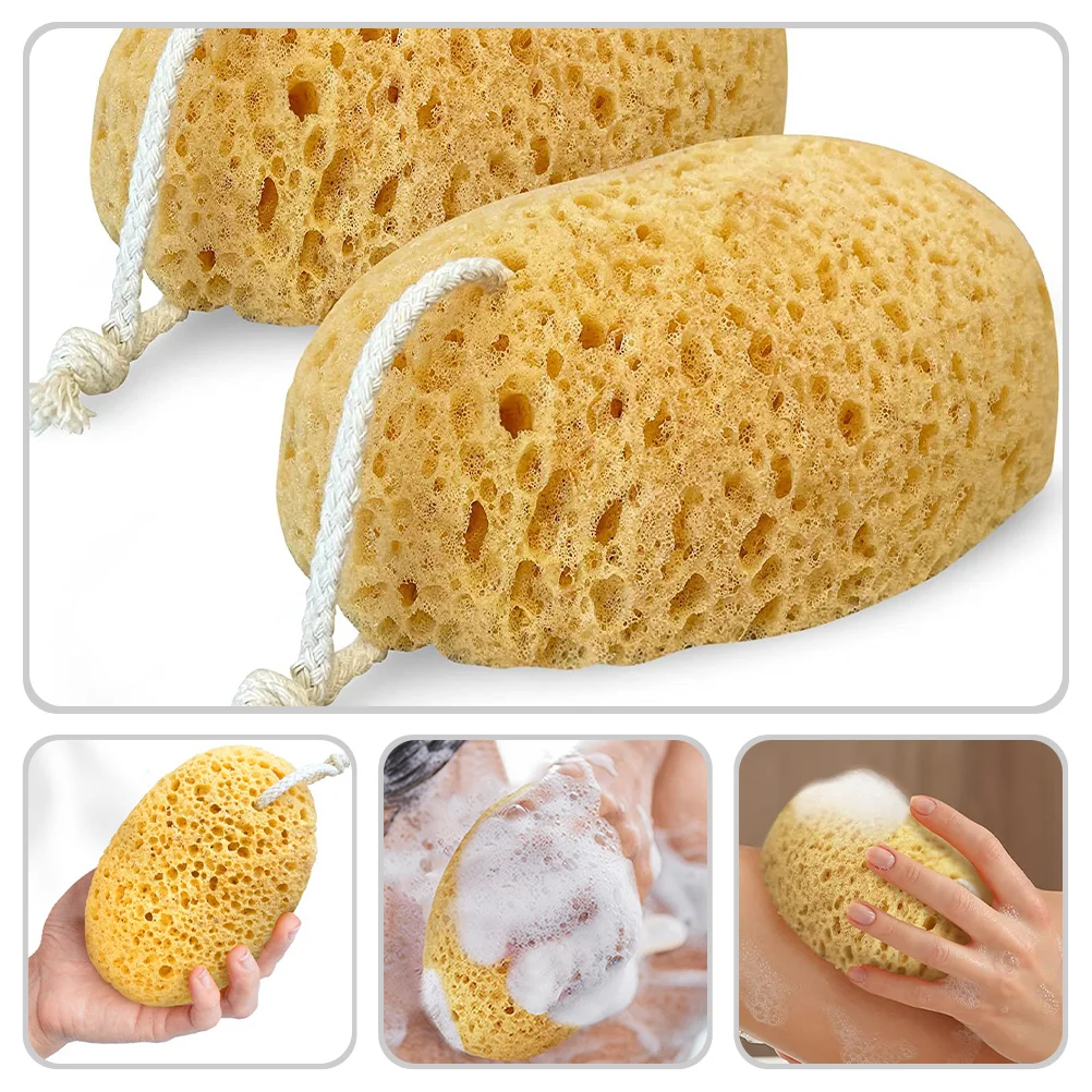 2 Pcs Loofah Foam Bath Sponge Soft Exfoliating Body Scrubber Rich Foaming Detergent Retaining Christmas Gift Kids Shower Men