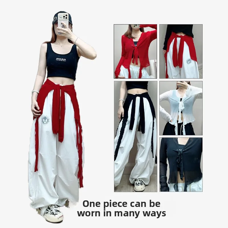 Rete rossa Jazz Dance Waisand Square Dancing Street Faion Simple Ice Sensation Me Top T-shirt da donna Umidità ng...