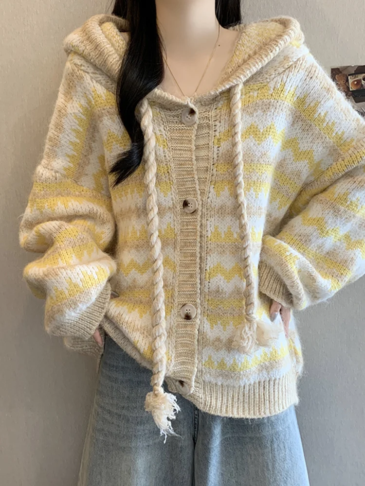 

Faionable Color Blo Long Sve Hoodie Jaet Women's Autumn Winter Loose Slimming Open Cardigan Top Korean Sle Thiened