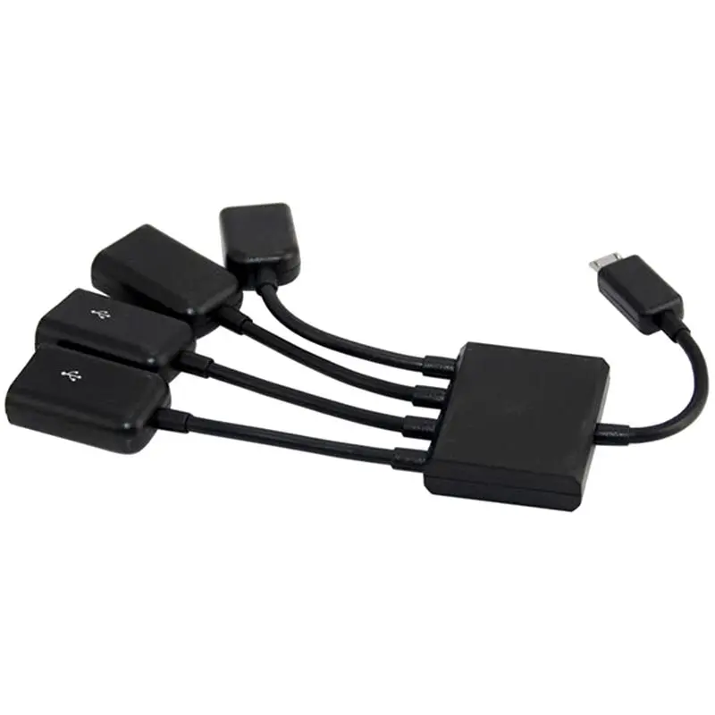 4-in-1 USB 2.0 Micro 5P to 3 * USB A Female+Micro 5P Computer Phone HUB Adapter Connection Cable Power Supply MICRO USB HUB OTG