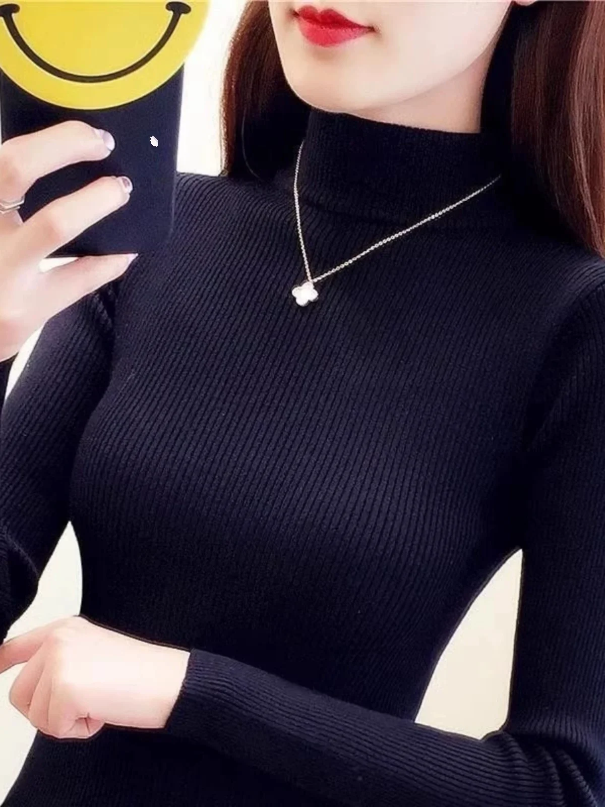 Plus size feminino f gola alta longa sve malhas fino ajuste camada base irt casual outono inverno faion coreano sle