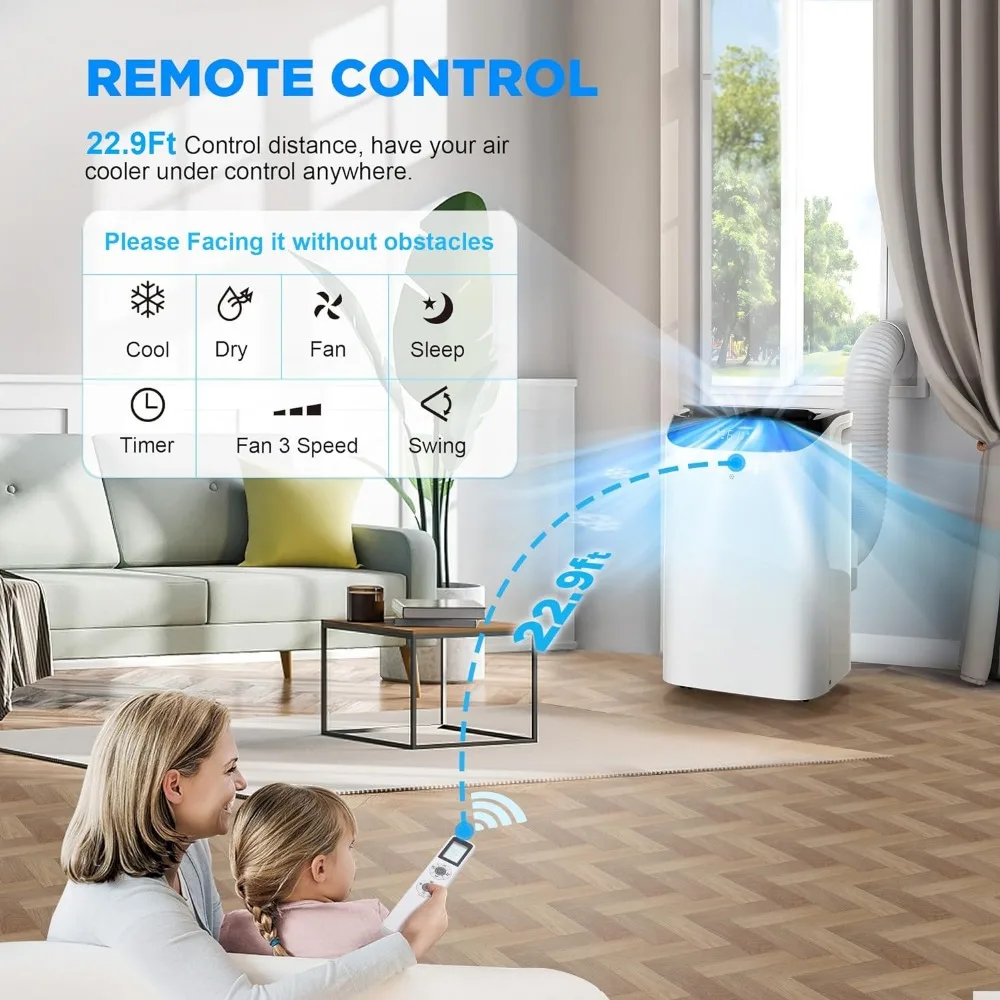 ir Conditioners with Remote Control, 3-in-1 Free Standing Cooling AC Unit with Fan & Dehumidifier, Cools Room up to 700
