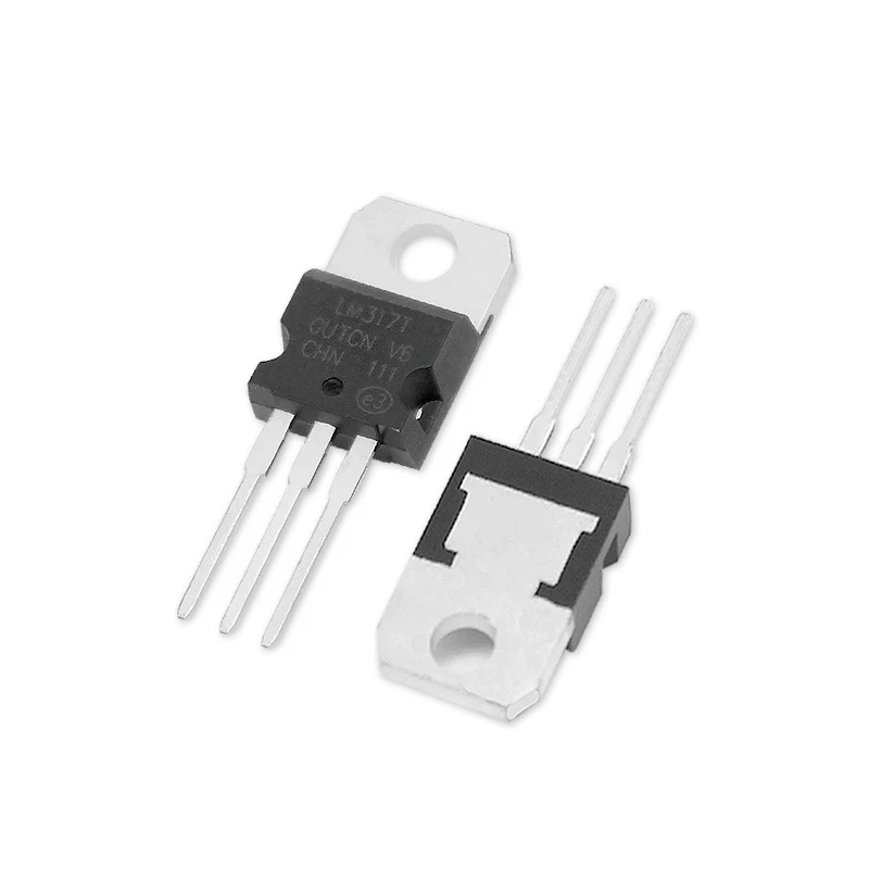 10 pces lm317t lm317 to220 regulador de tensão linear ic positivo ajustável 1 saída 1.5a a-220 componente eletrônico