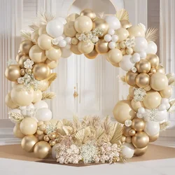 112Pcs Sand White and Gold Balloon Garland Arch Kit for Bridal Wedding Engagement Anniversary Baptism Birthday Party Decorations