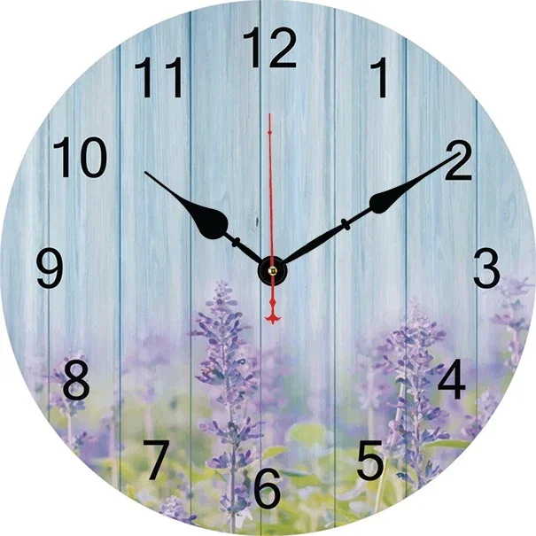 Purple Flower Lavender Wall Clock Modern Design Living Room Bedroom Office Decoration Kitchen Clock Art Wall Watch Home Decor