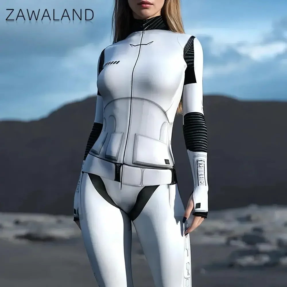 Zawaland Frauen Storm Ranger Kostüm Punk Cosplay Body Roboter Rüstung Festival Party Catsuit Bühne Leistung Spandex Overall
