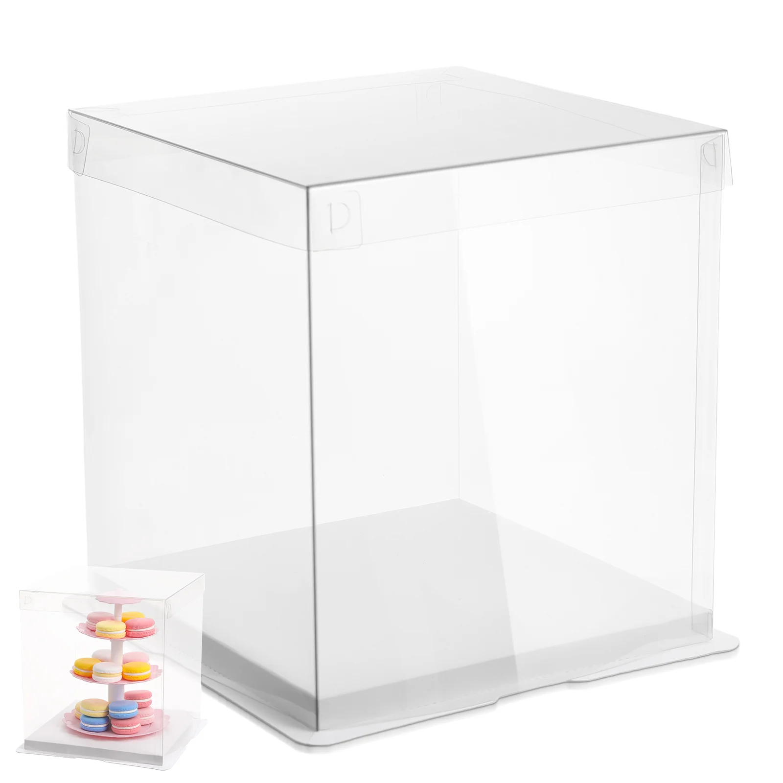 

2 Pcs Cake Box Clear Container Holder with Lid Carrier Square Gift Boxes Candy Birthday Packing