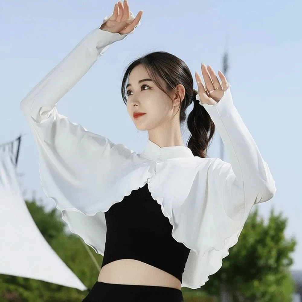 

Solid Color Summer Sunscreen Shawl Long Sleeve Thin Ice Silk Cape Arm Sleeves Sunshade Cloak Sun Protection Clothing Riding