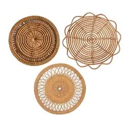 Rattan Wall Basket Decor Hanging Bowl Mats Coasters Nordic Shallow Basket