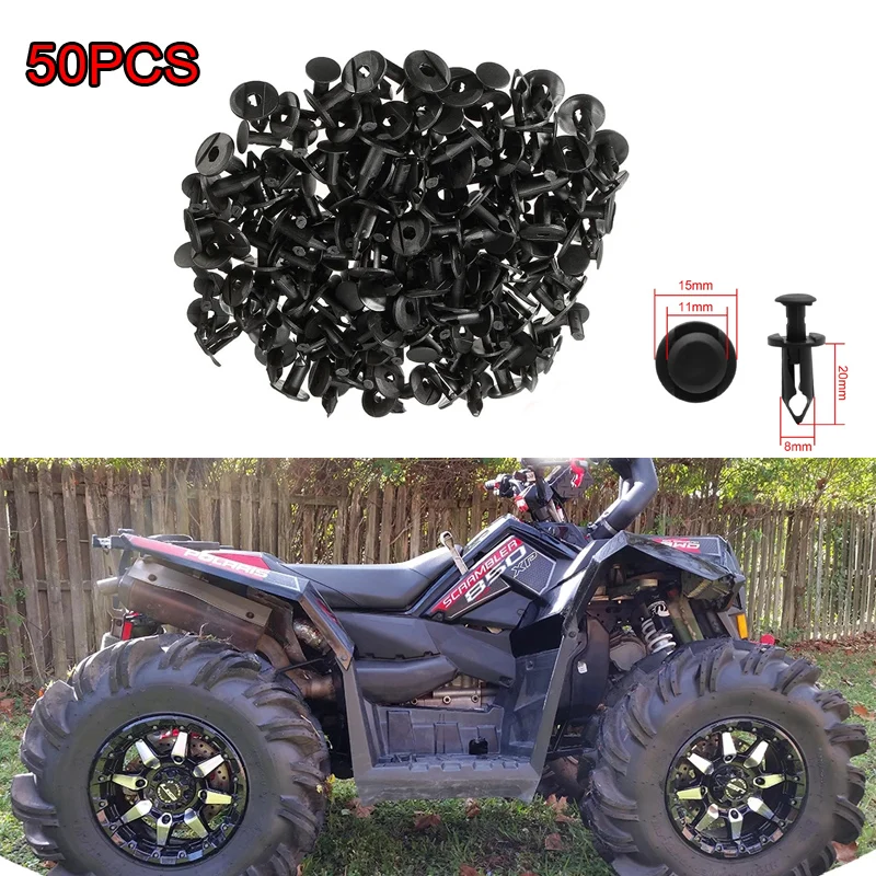 

50шт ATV UTV пластиковые заклепки корпус заклепка 7661855 293105230 Для Polaris Sportsman 550 850 RZR 570 800 Can-Am Ranger Trail