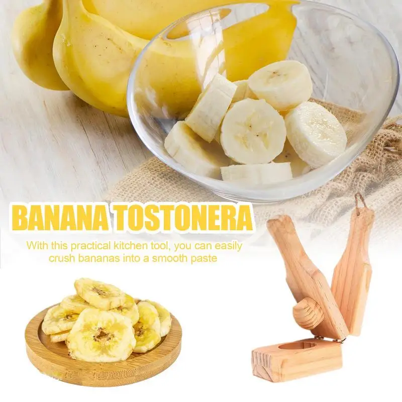 Press Banana Smasher Wooden Banana Filling Squeezer 2-in-1 Design Lemon Squeezer Manual Easy To Clean Banana Smashing Tool Home