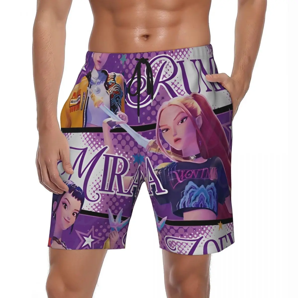 

Huntrix Demon Hunters Tour Плакат Шорты Летние Y2K Ретро Пляжные шорты Мужские спортивные быстросохнущие пляжные плавки с узором