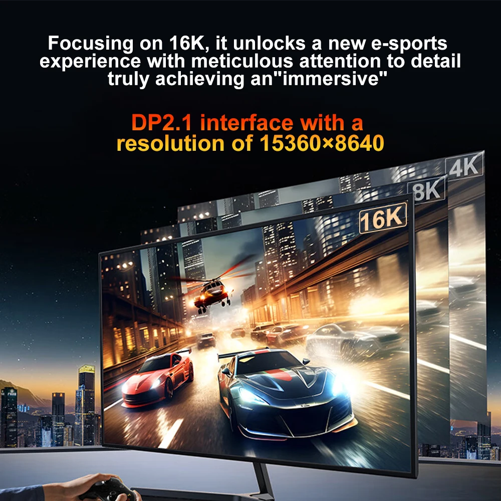 USB C auf 16K DisplayPort 2.1 Kabel 16K@30Hz 8K@60Hz Typ-C auf 16K DP 2.1 für Thunderbolt 4/3 54Gpbs MacBook Huawei Air Projektor – Detail 8