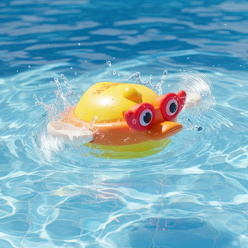 ของเล่นอาบน้ำเด็ก – ของเล่นเป็ดน้อยสีเหลืองน่ารัก ว่ายน้ำได้ พร้อมดีไซน์โซ่ไขลาน ใช้ได้กับอ่างอาบน้ำ สระว่ายน้ำ และชายหาด สำหรับเด็กวัยหัดเดินและเด็กเล็ก
