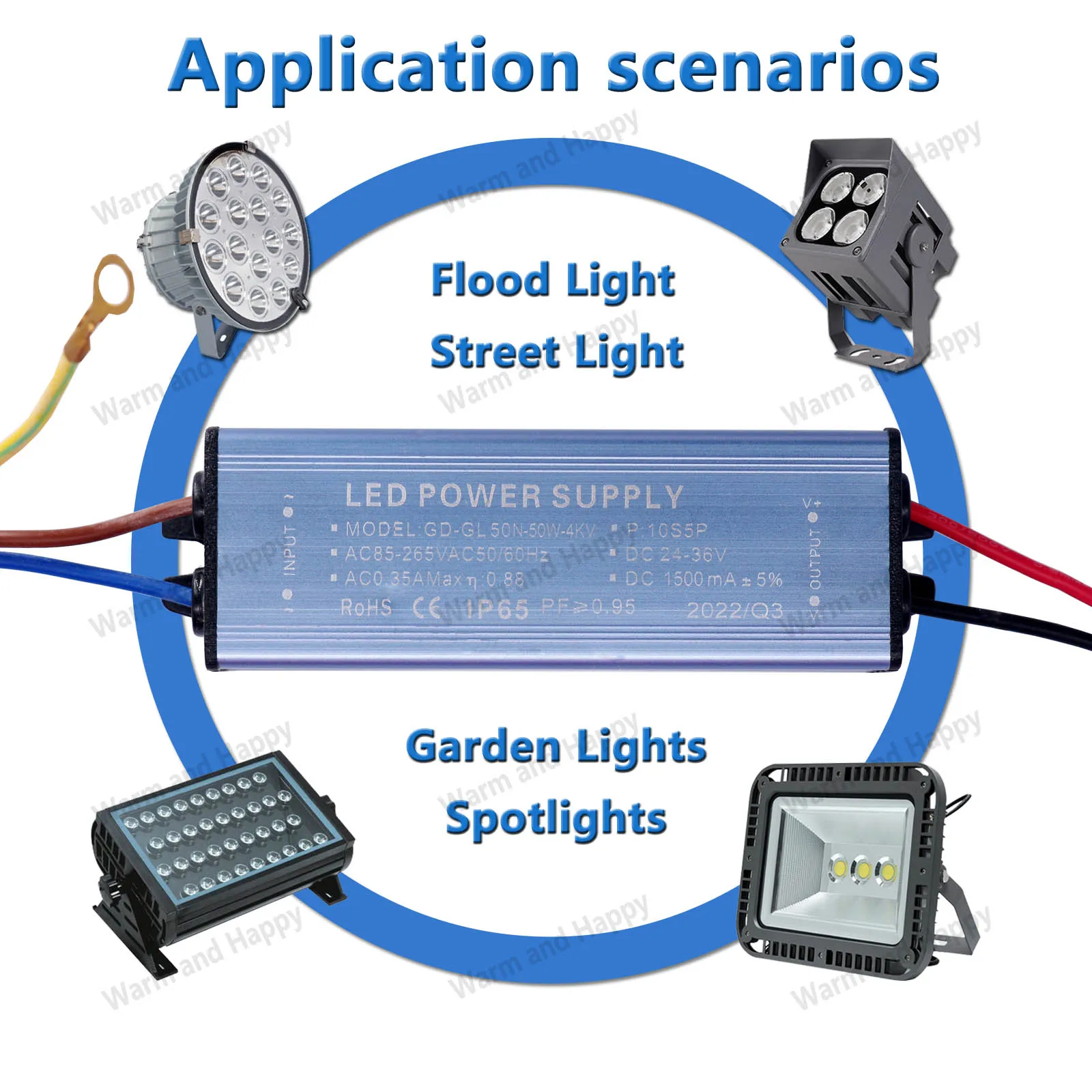 LED Waterproof Isolation Driver 50W AC85-265V Power Supply Constant Current Voltage DC24-34V LED Lighting Transformer DIY