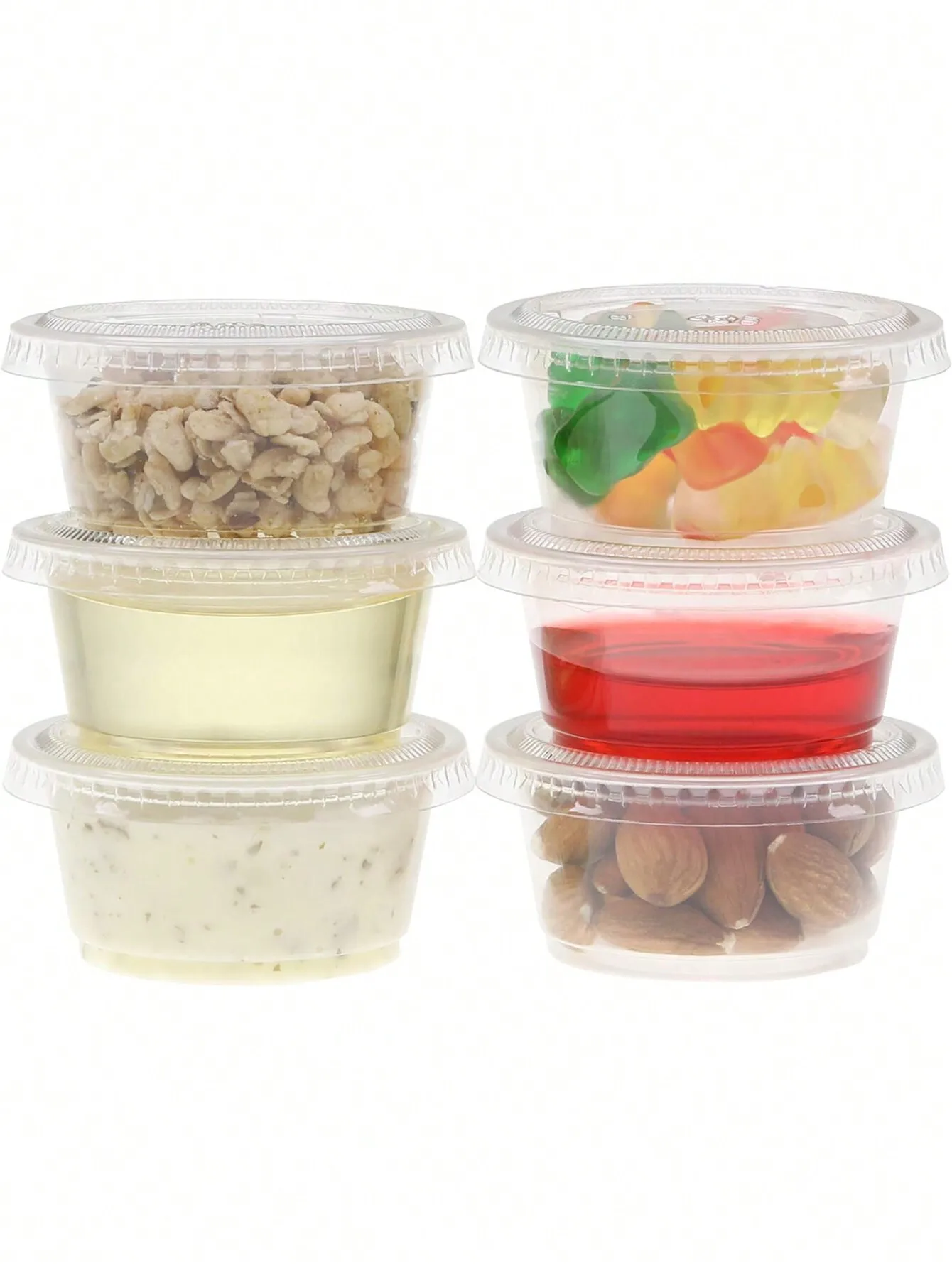 25/50 Sets -2 Oz Portion Cups With Lids Plastic Cups For Meal Prep, Portion Control, Salad Dressing, 60ml Jello Shots, & Medicine Small Plastic Containers With Lids,
