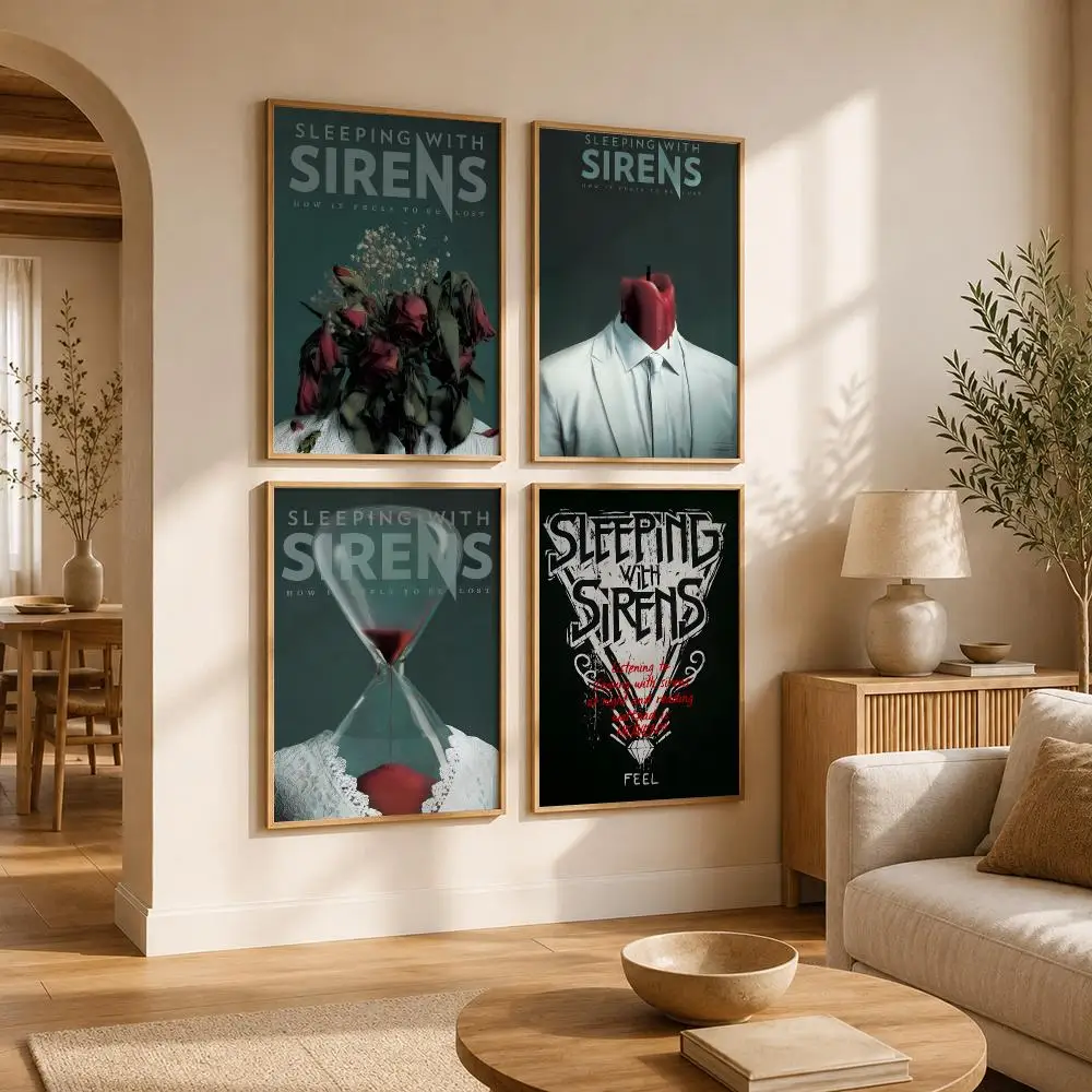 Band Sleeping with Sirens Poster Self Adhesive Bar Wall Decal Waterproof Vinyl Sticker Modern Art Wall Poster Cafe Home Decor