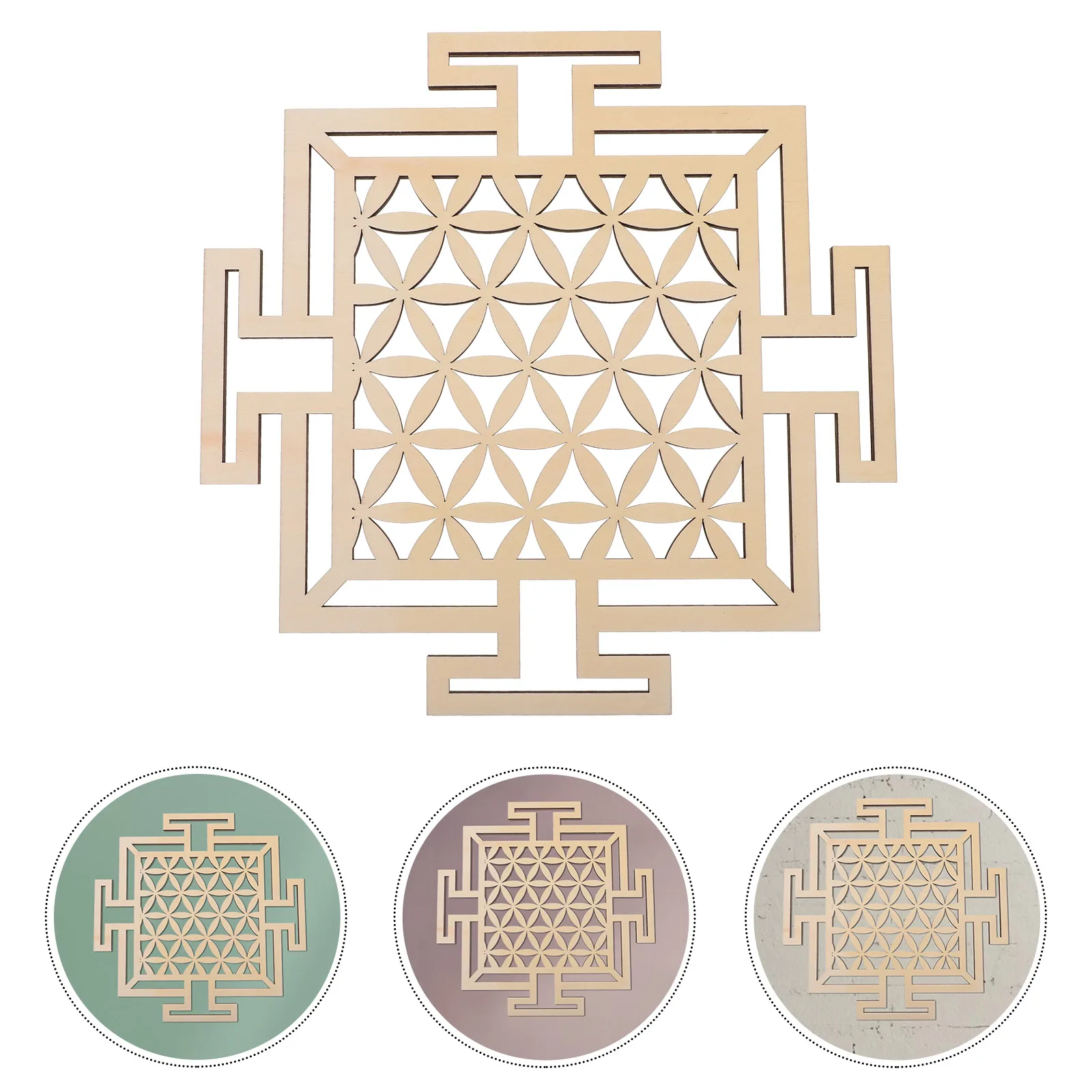 

Wooden Wall Hangings Life Flower Decor Geometric Pattern Creative Meditation Home Party Christmas Thanksgiving Wall nament