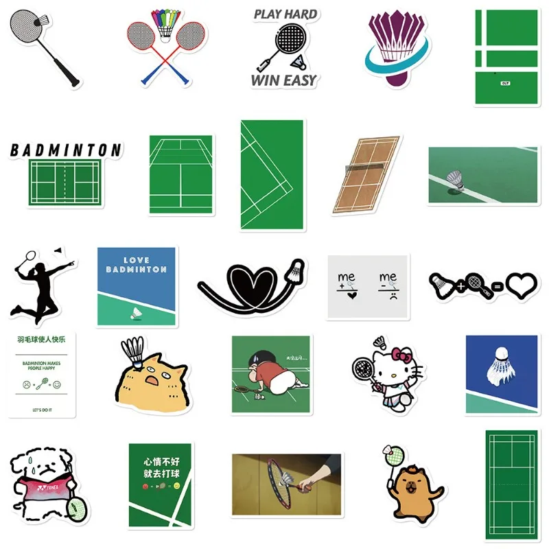 50pcs Cartoon Funny Badminton Series Graffiti Stickers Suitable for Helmet Desktop Wall Decoration DIY Sticker Pack Wholesale