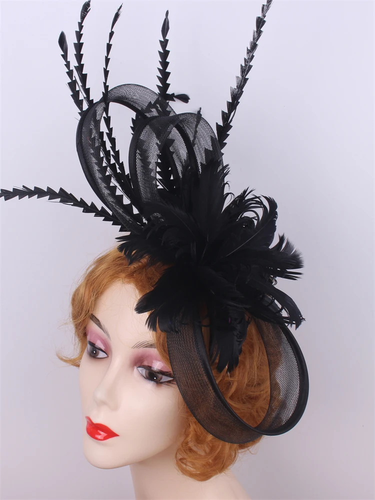 Kentucky Derby Big Fascinator Hat Women Wedding Elegant Feather Pillbox Cap Royal Party Headpiece Ladies Evening Church Chapeau