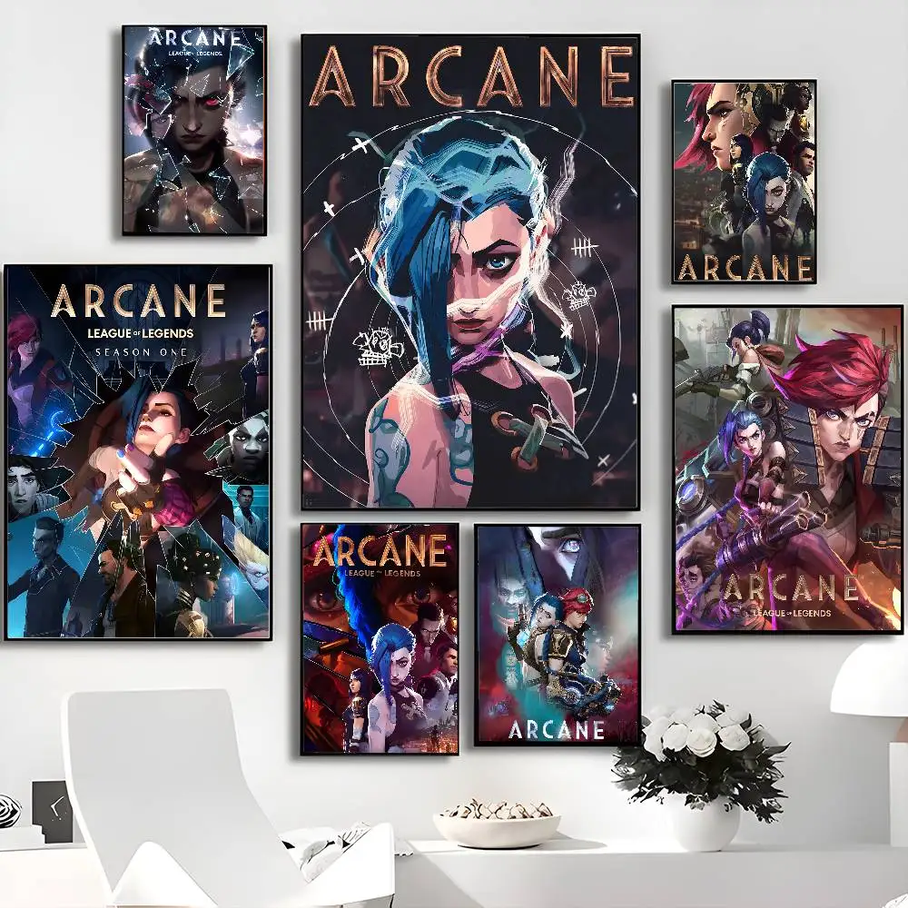 Arcane League Of Legends Movie Sticky Posters Retro Kraft Paper Sticker DIY Room Bar Cafe Aesthetic Art Wall Painting