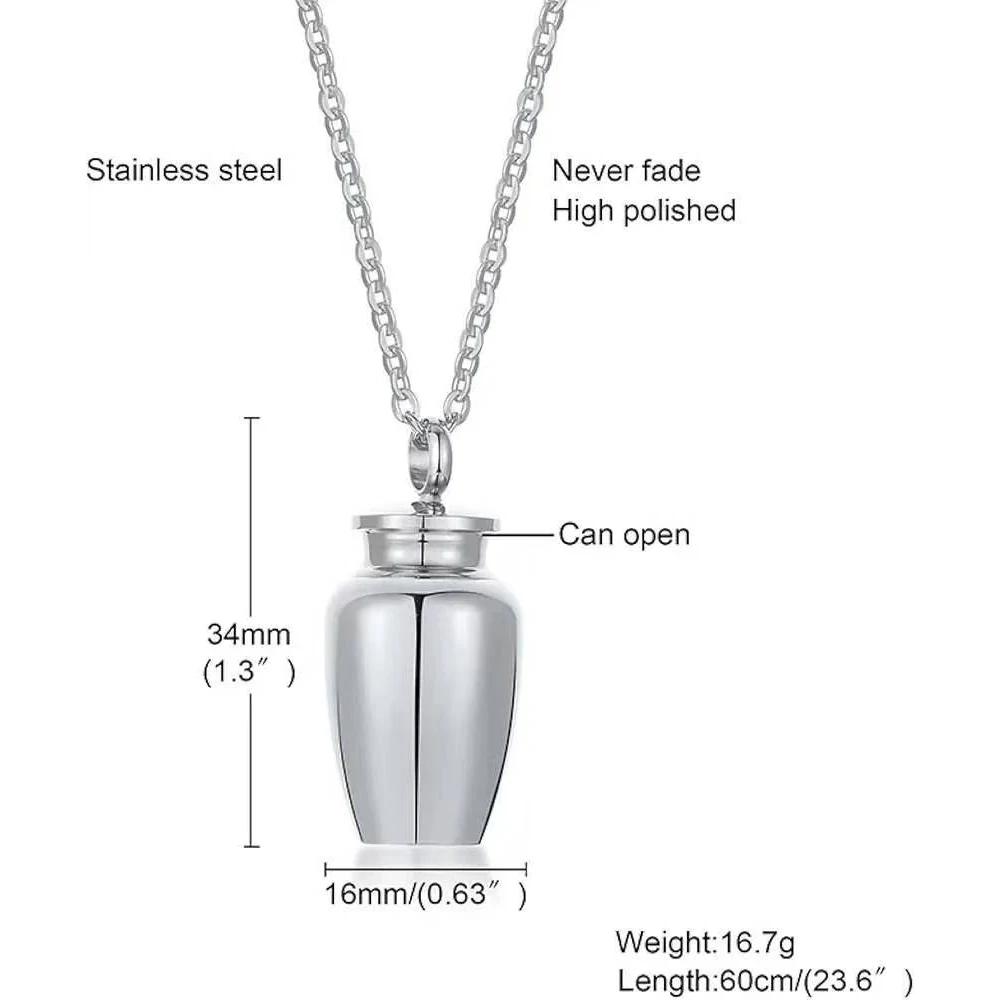 Cremation Urn Necklace Jewelry for Women & Men, Adult Memorial Keepsake Locket Ash Holder Openable Earthen Jar Urn Niche Shape