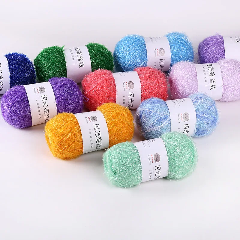 50g Korean Dishwashing Towel Yarn Fine Gold Silver Yarn Sparkly Crochet Metallic Threads for Hand Knitting DIY Needlework