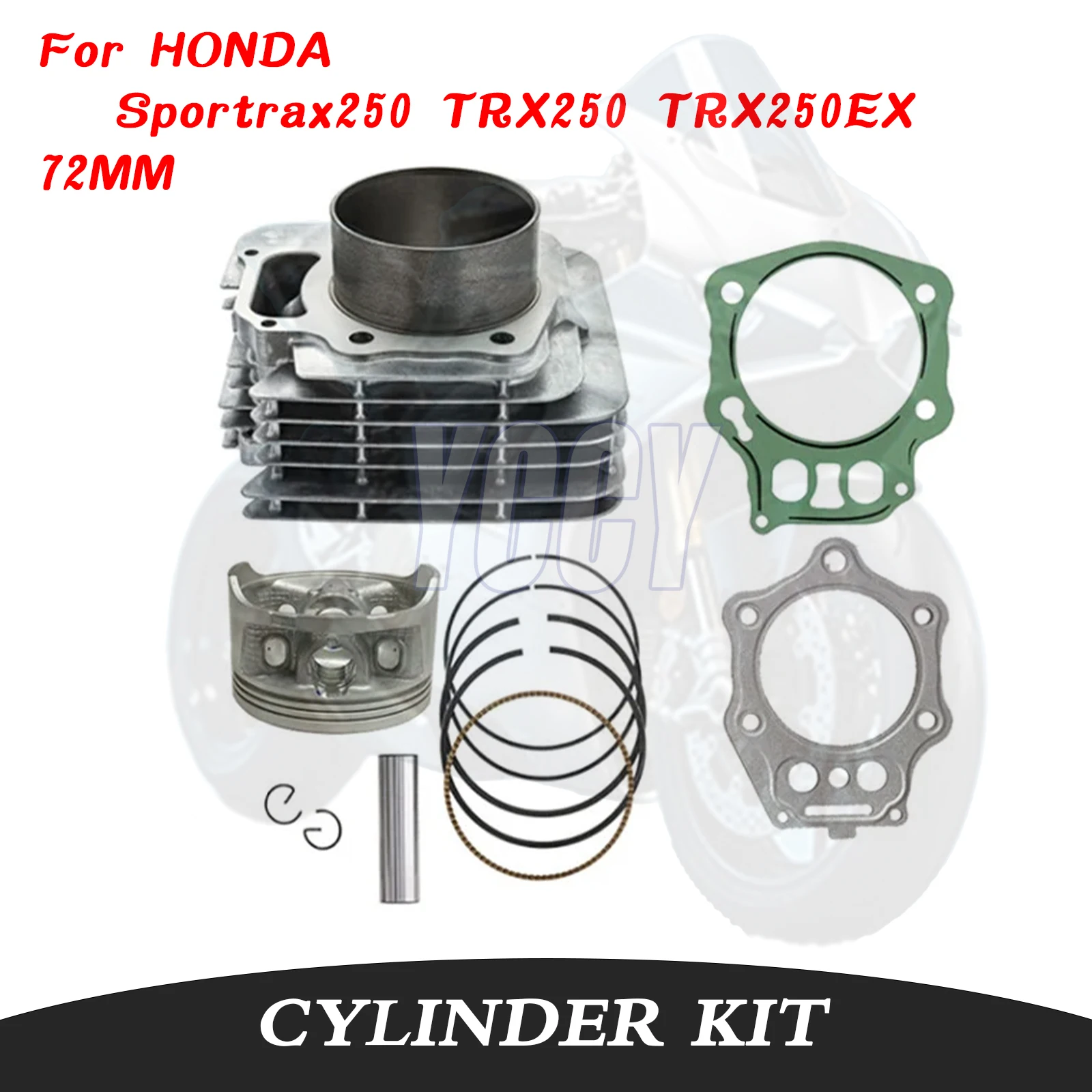 

Комплект цилиндров двигателя мотоцикла 72 мм, поршневые кольца для HONDA Sportrax250 TRX250 TRX250X TRX 250 250X TRX250TE/TM 250EX 2001-2022