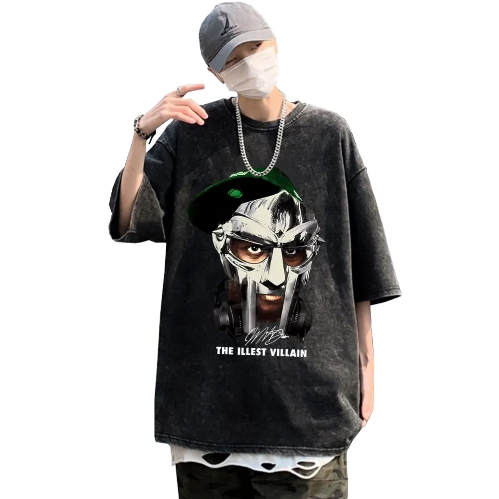 

Limited Rapper Mf Doom The Illest Villain Wanted Have You Seen This Villain Vintage Washed T-shirt Men Hip Hop Oversized T Shirt