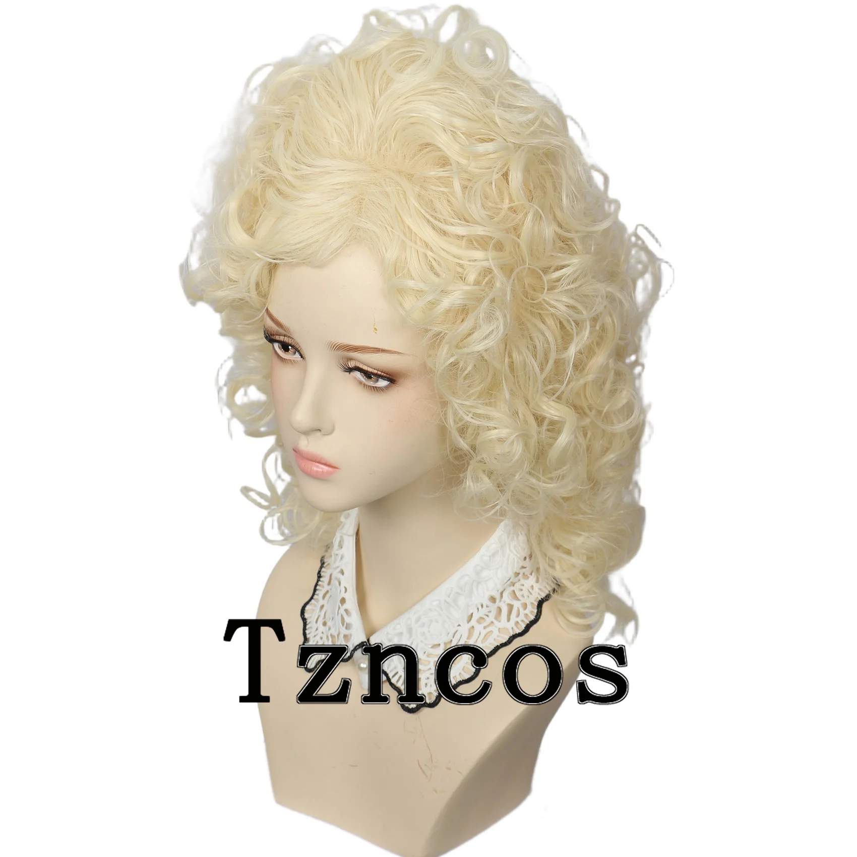 Peruka Tzncos Classic Retro lata 50. 80. z włosów blond w stylu plaster miodu, kręcona, luźny kok, stylizacja włosów, klasyczna odzież, impreza