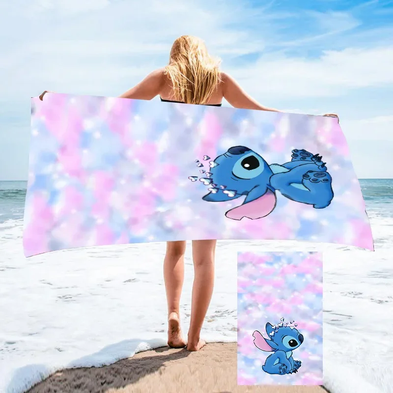  3D Print Prink Stitch Lilo Angle Bath Towels Microfiber Beach Swimming Towel Decor for Adults Kids Gift 75x150cm