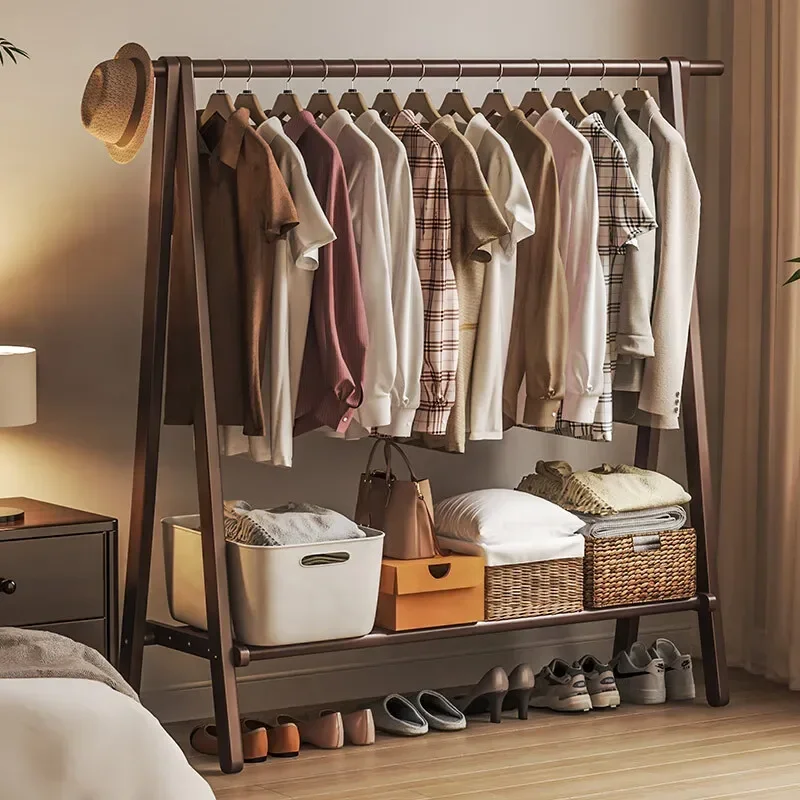 

Solid Wood Bedroom Coat Racks Floor Black Vintage Minimalist Coat Racks Balcony Nordic Percheros Para Ropa Home Furniture